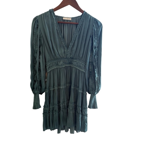 Ulla Johnson Gemma Green Tiered Ruffled Mini Dress Size XXS (00) - Picture 3 of 8